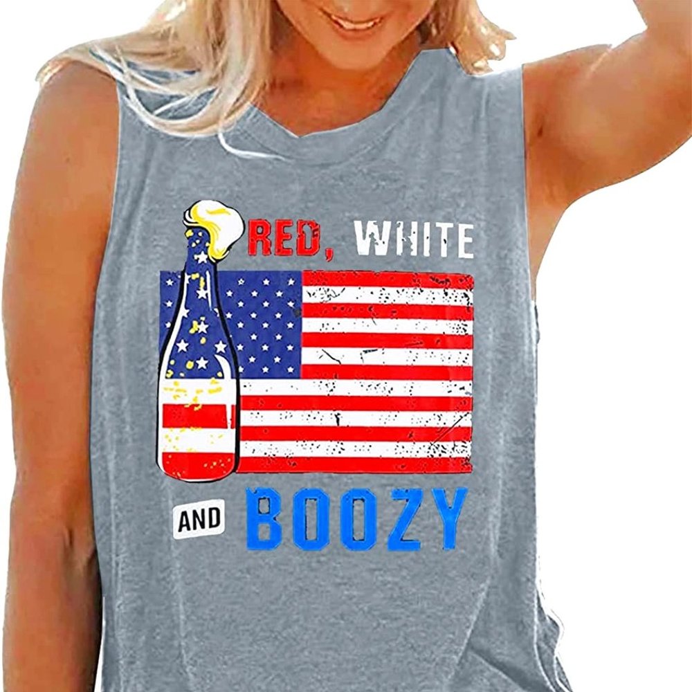 NWT-Fourth of July Shirts Women Tank American Flag Graphic Print Patriotic